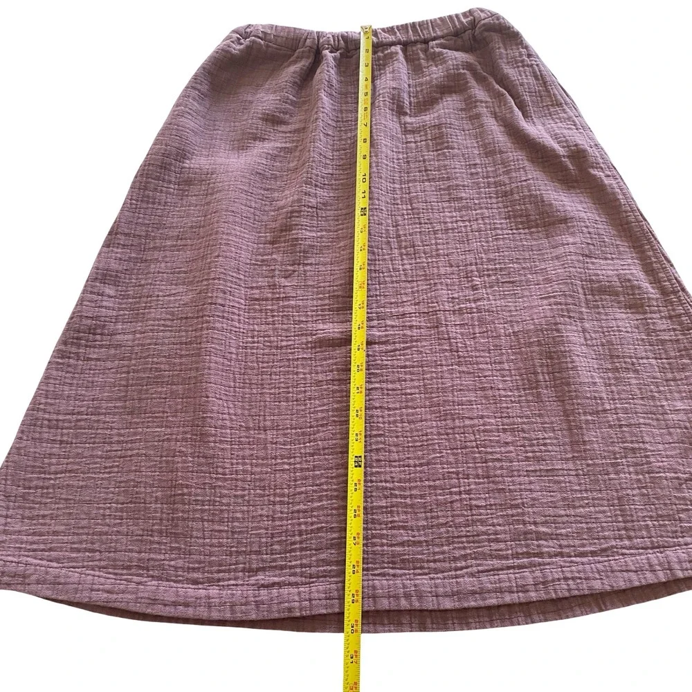Madewell Cotton Quilted A-line Midi Skirt Small Mauve Elastic Waist Pockets - Picture 9 of 9